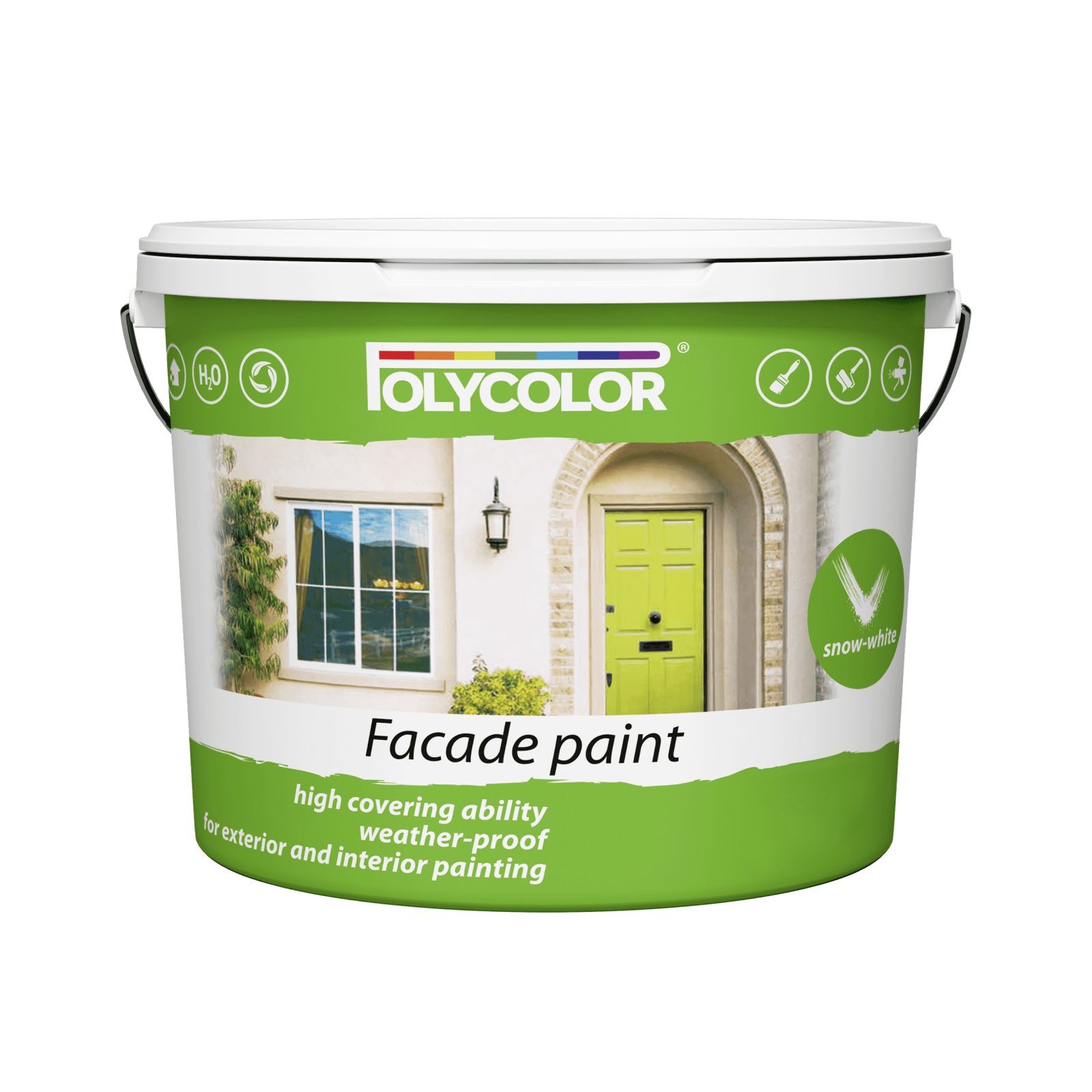 Фарба POLYCOLOR Facade paint фасадна, акрилова, водоемульсійна, мат білий, 14кг